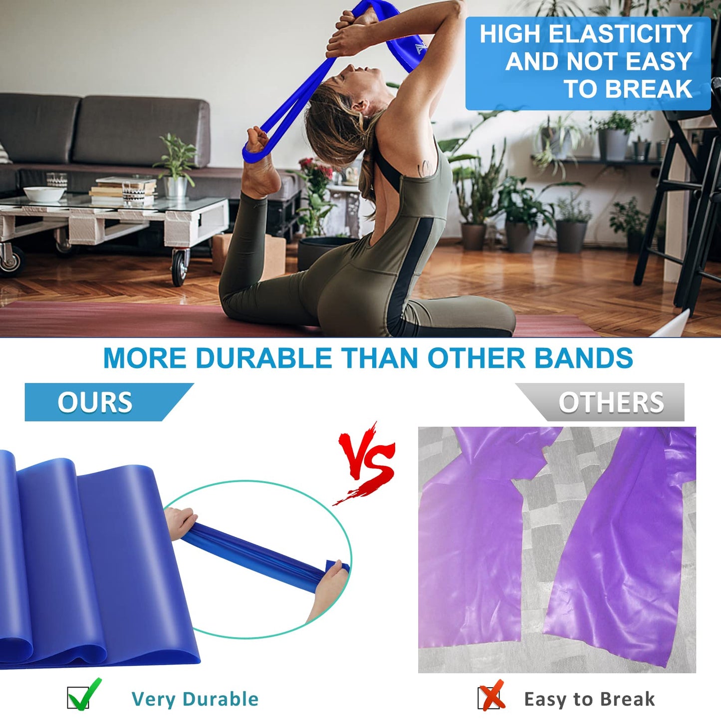 londys Resistance Bands for Working Out, Exercise Bands, Resistance Bands, Physical Therapy Equipment, 59 Inch Non-Latex Stretching Yoga Strap for Upper & Lower Body, Workouts & Rehab at Home Gym