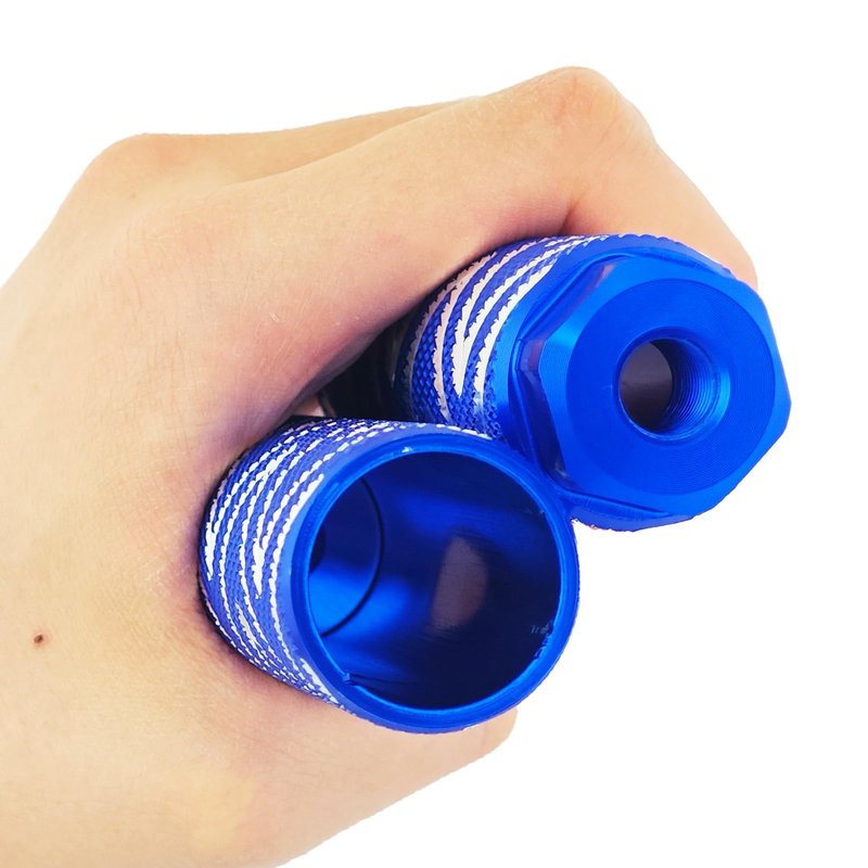 Zelerdo 4 Pack Aluminum Alloy Bike Pegs Foot Pedals Backseats Stands Fit 3/8 inch Axles (Blue Mixed Silver, 100x28 mm)
