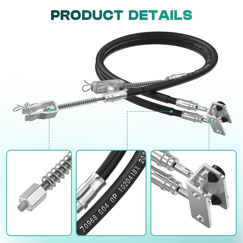 DRIVE UP EZGO TXT Brake Cables, EZGO Brake Cable Kit Passenger and Driver Side Stainless Steel Core Fits for 1994-2008 EZGO TXT and Marathon Medalist Golf Carts, OEM 70969-G03