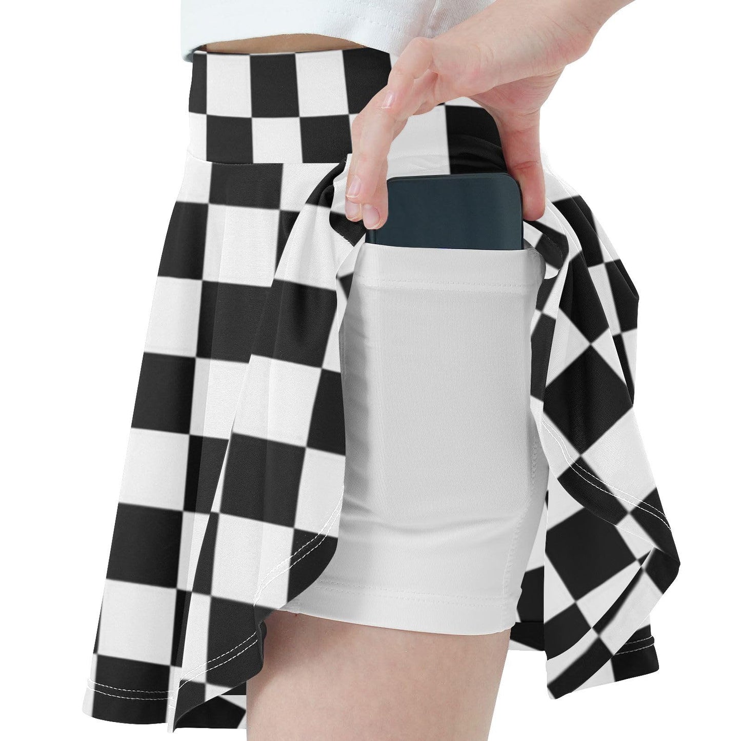 Tatenale Black and White Checkered Girls Skorts Size 6 Tennis Skirt Athletic Skort Golf Skirt Shorts with Pockets Dancing Running