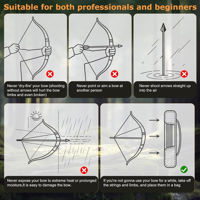 60'' Archery Recurve Bow and Arrow Set - Right Hand 30-50lbs for Adult Target Practice | Includes 6 Fiberglass Arrows