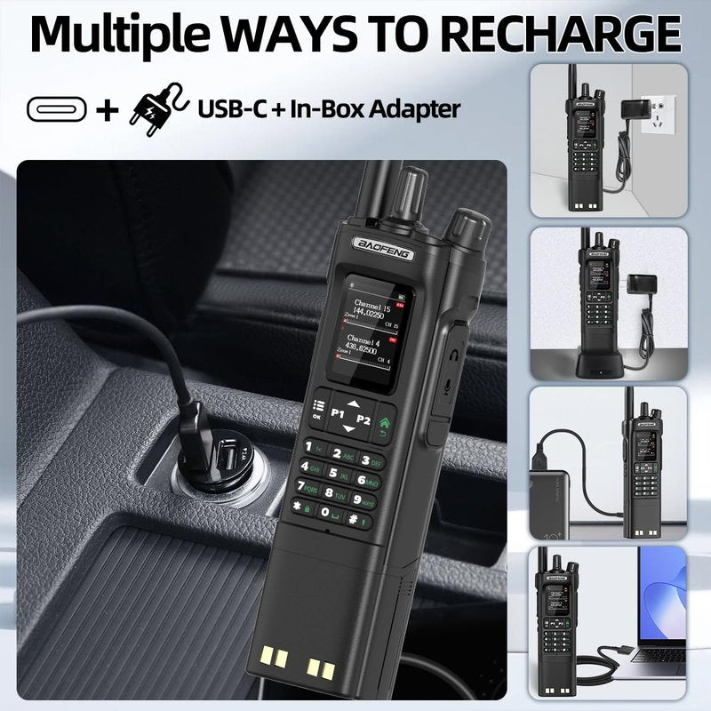 BAOFENG Radio DM32 DMR Radio10W Long Range Ham Radio Handheld 3800mAh Rechargeable Walkie Talkies NOAA Weather Radio DM-32UV Two Way Radio with USB-C Charging,Copy Frequency for Survival Gear Hunting