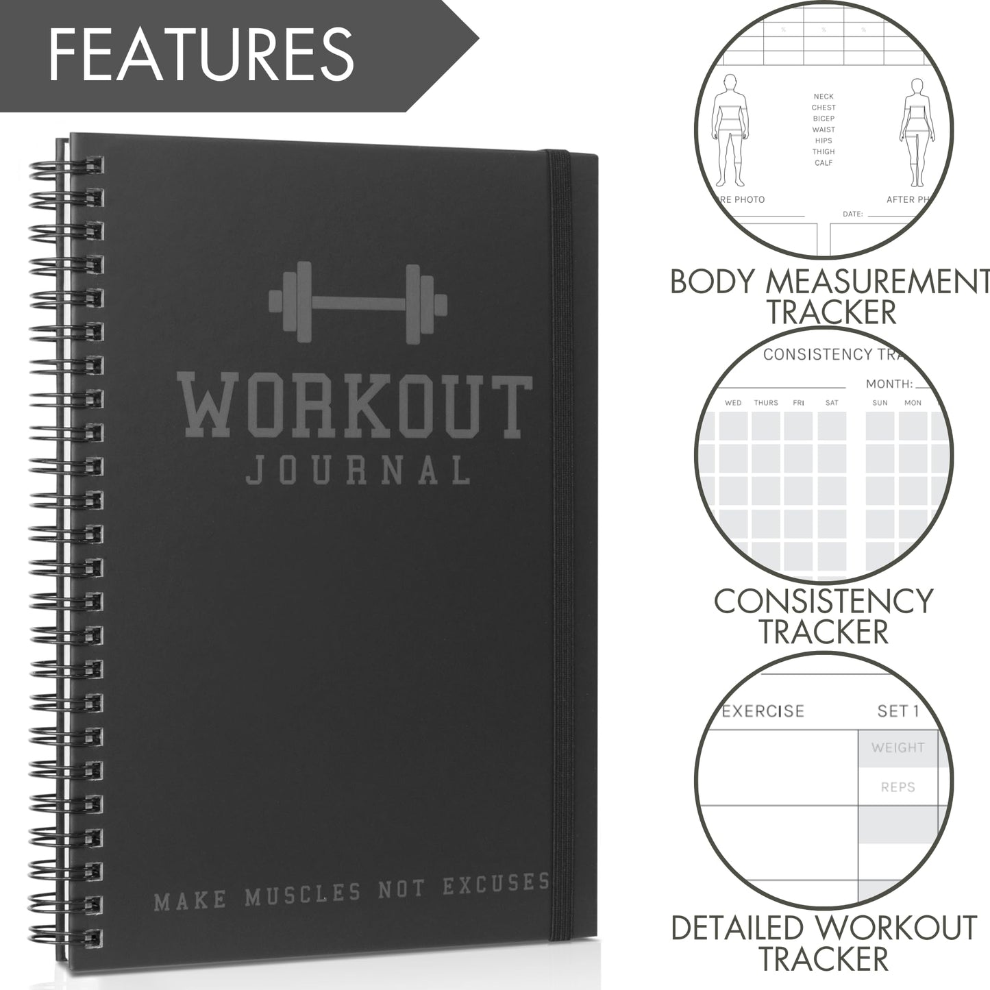 The Ultimate Fitness Journal for Tracking and Crushing Your Gym Goals - Detailed Workout Planner & Log Book For Men and Women - Great Gym Accessories With Calendar, Nutrition & Progress Tracker