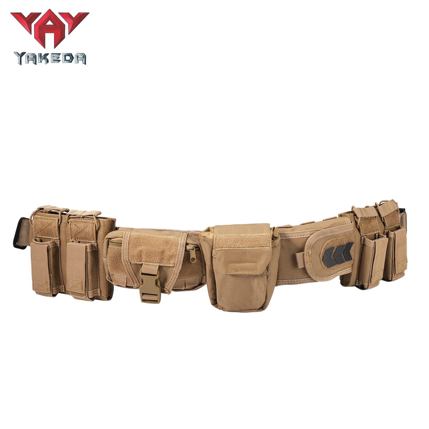 YAKEDA Tactical Battle Belt- Duty Belts Law Enforcement Airsoft Utility Belt Tactical Belt with Accessories Pouches 7-IN 1 (Mud color)