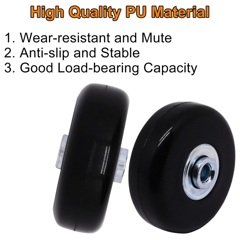 ZHMEINA 50mm x 18mm Luggage Wheels Replacement Set, Suitcase Replacement Wheels, Set of 4 PU Roller Swivel Wheel with Bearing ID 6mm, Axles 32mm & 36mm, for Trolley Carry-on Roller Travel Bags