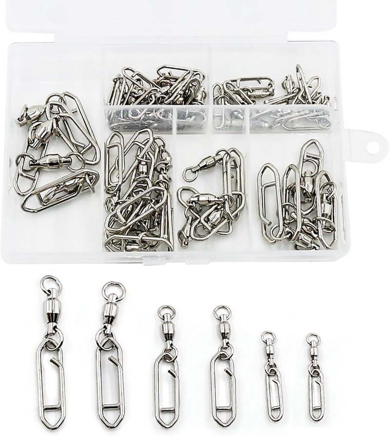 Fishing Swivels & Quick-Change Clips - 25 Pcs Pro Saltwater 360° Spin Stainless Steel Heavy-Duty Corrosion-Proof