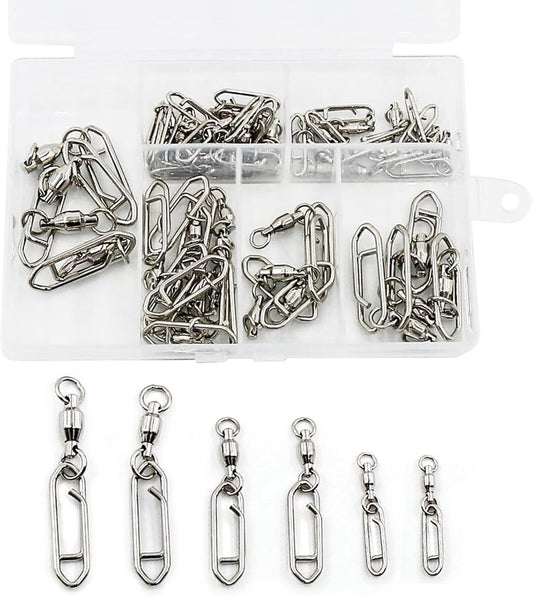 Fishing Swivels & Quick-Change Clips - 25 Pcs Pro Saltwater 360° Spin Stainless Steel Heavy-Duty Corrosion-Proof