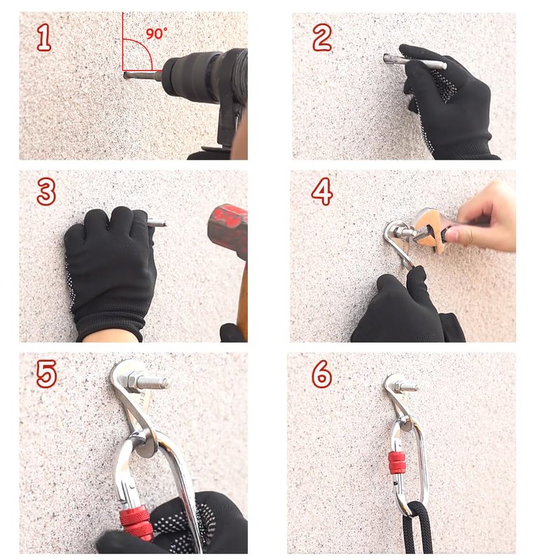 304 Stainless Steel Climbing Anchor Bolt, 30KN Rock Climbing Bolt Hanger, Climb Fastening Bolt Safe Fixed Point, 4 Set Rock Climbing Holds