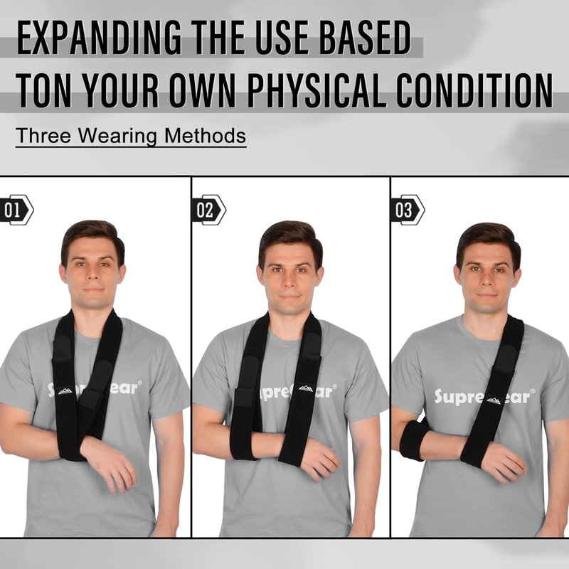 supregear Arm Sling, Adjustable Arm Support Strap, Lightweight Shoulder Immobilizer for Injured Elbow, Broken Collarbone, Torn Rotator Cuff, Dislocation or AC Separation, Left Right, Men Women
