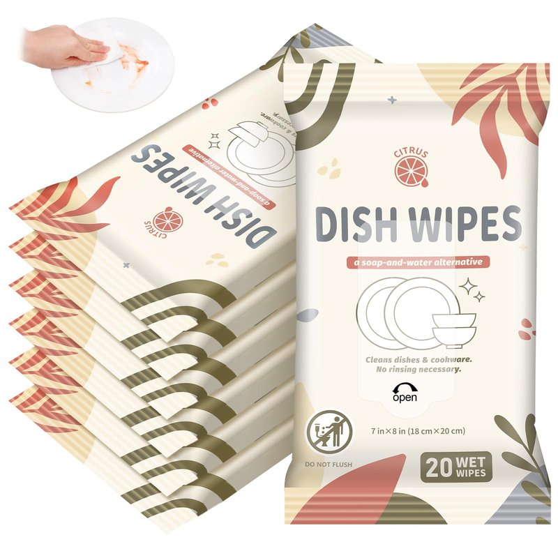 Threlaco 3/7 Pack Camping Dish Wipes Travel Dish Soap Cruise Cleaning Essentials 60/140 Count Mini Cleaning Soap Travel Size Portable Camping Personal Care Products(7 Pack)