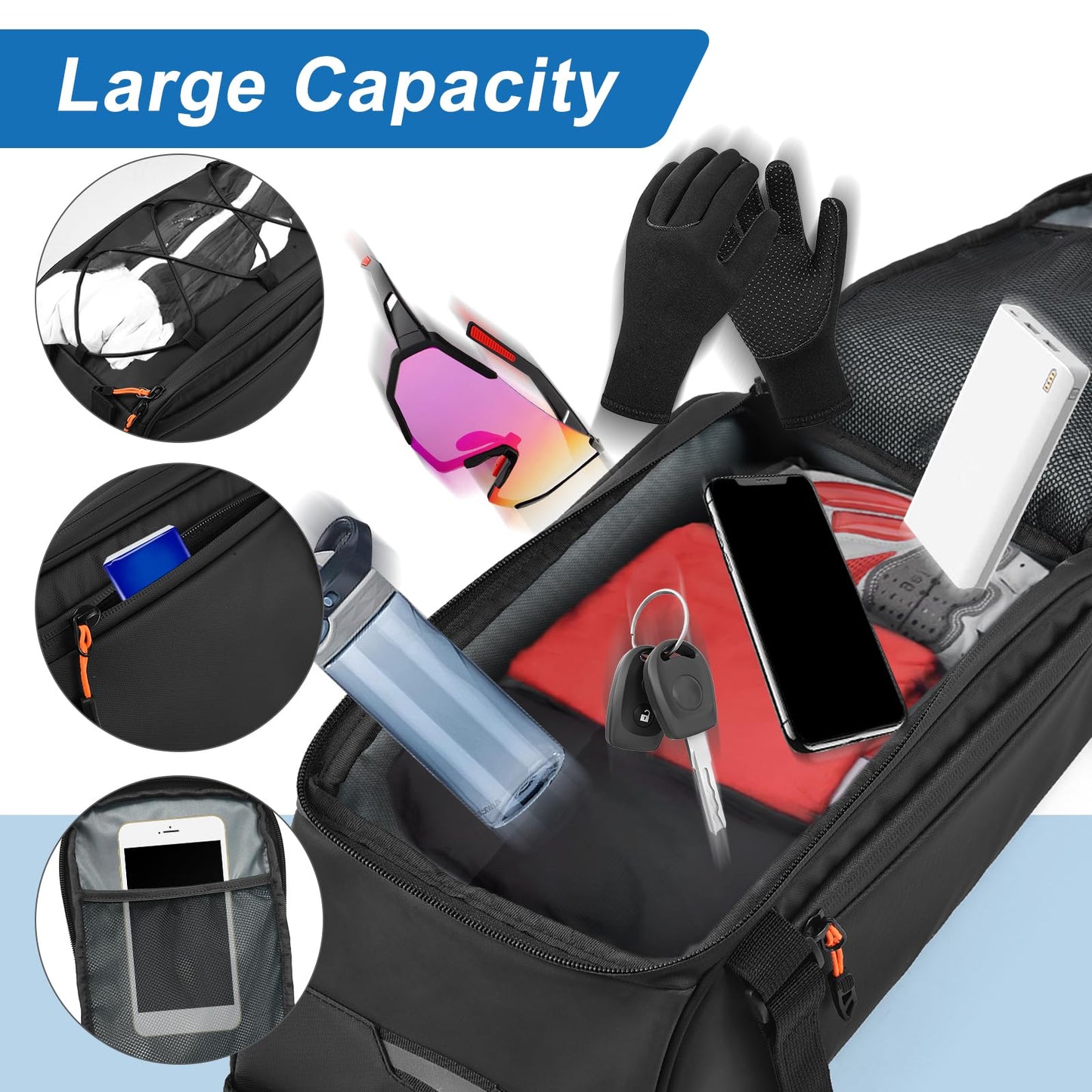 Lixada 10L Reflective Bicycle Rear Rack Bag 4-in-1 Waterproof Bike Saddle Bag Bike Rear Rack Pouch with Shoulder Strap Cycling Bicycle Saddle Panniers Lightweight Compact for Traveling Commuting