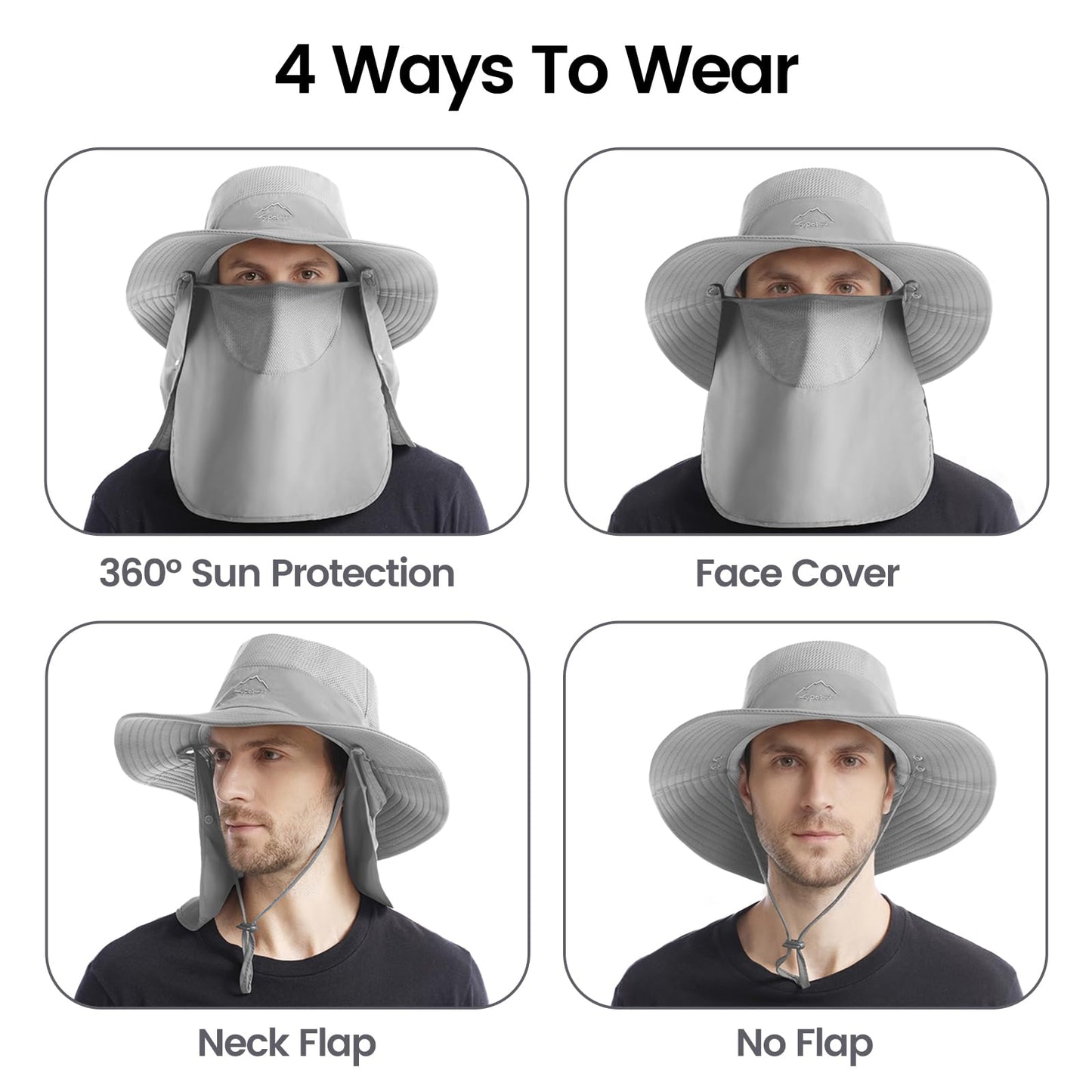 KEILOKLOK Sun Hats for Men Women UPF 50+ Waterproof Bucket Hat Dark Grey