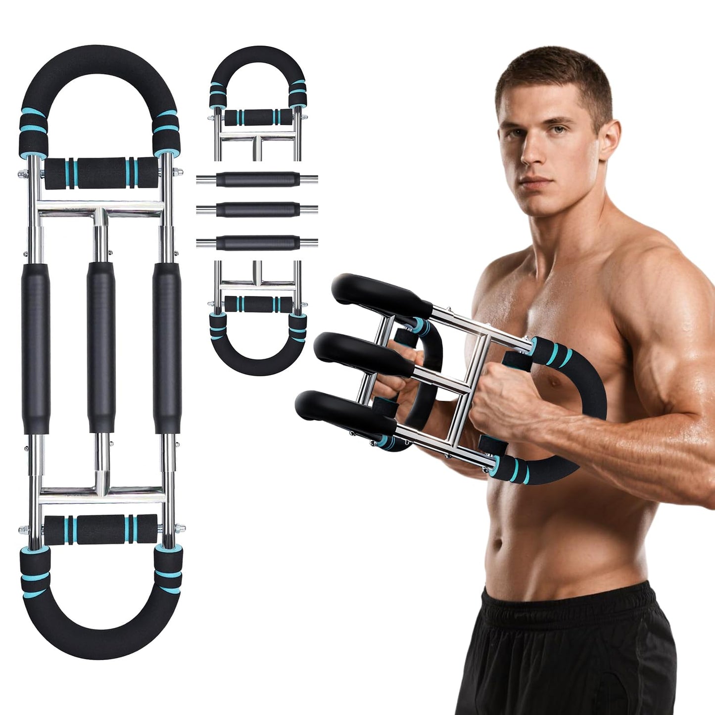 Qxeutm Twister Arm Trainer, Home Chest Workout Equipment, Adjustable Arm Trainer for Men, Home Forearm Strengthener Hand Exercise Equipment, Portable Detachable Upper Body Fitness(120-180lb)