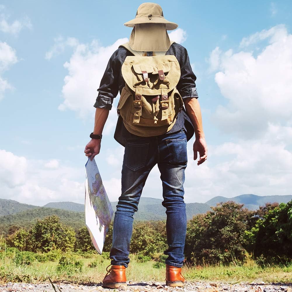 Wide Brim Sun Hat for Men & Women - UPF 50+ UV Protection, Mesh Boonie Hat with Chin Strap | Ideal for Fishing & Hiking