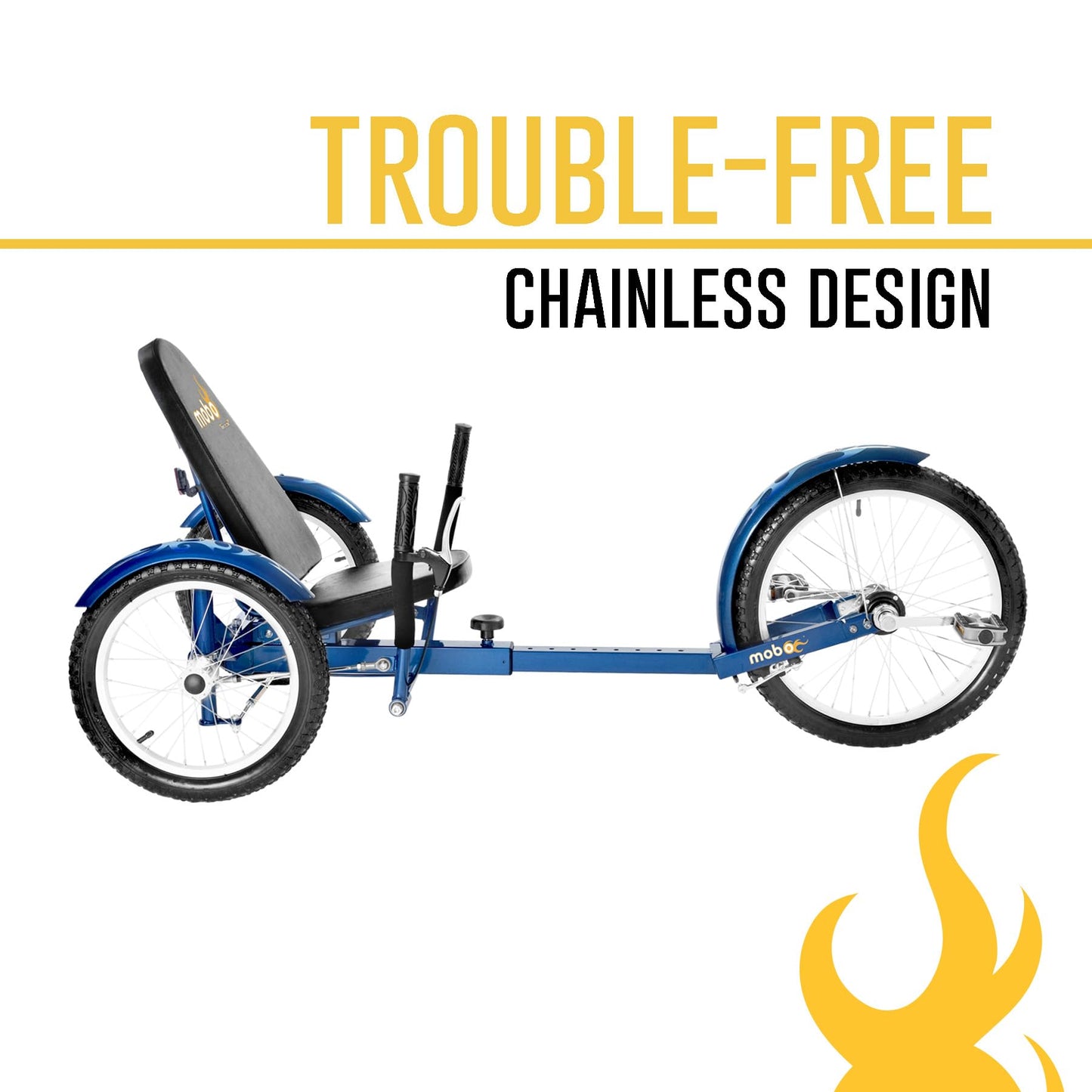 Mobo Cruiser Triton Pro Adult Recumbent Trike. Pedal 3-Wheel Bicycle. 16 Inches. Adaptive Tricycle for Teens to Seniors