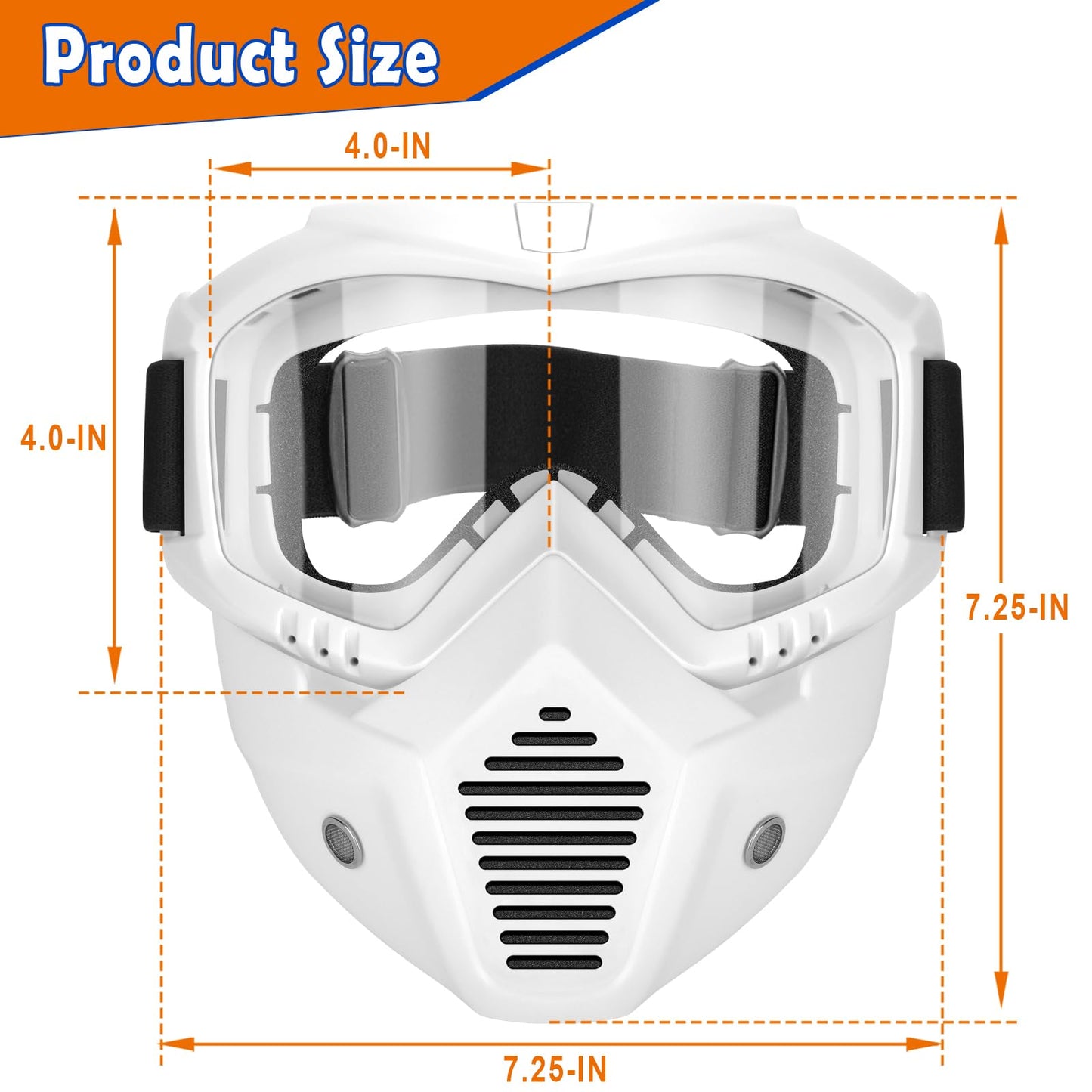 POKONBOY 2 Pack Detachable Masks, Tactical Mask with Goggles Compatible with Nerf Rival, Apollo, Zeus, Khaos, Atlas, & Artemis Blasters Rival Mask (Black & White)