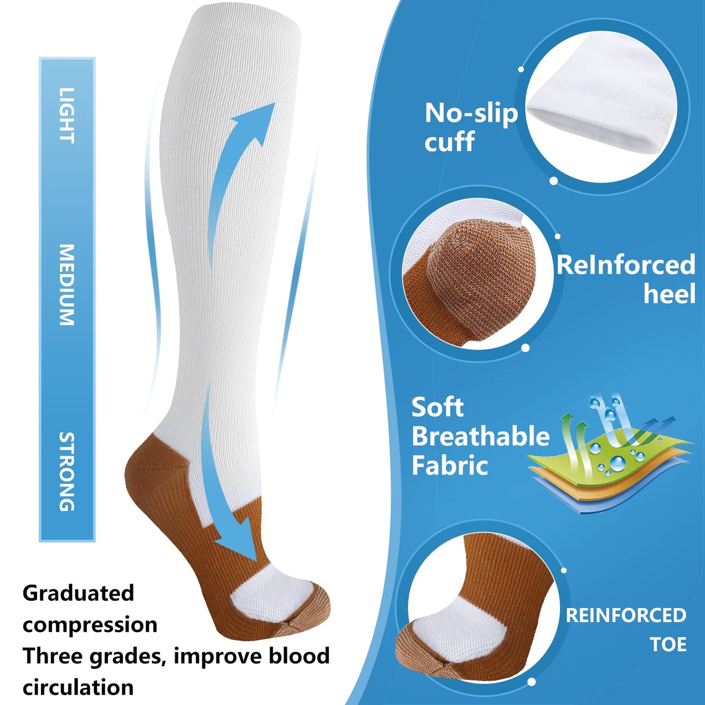 bropite Compression Socks for Women & Men Circulation-Support Knee High Socks 20-30 mmhg-Best for Running,Medical,Nurse,Travel