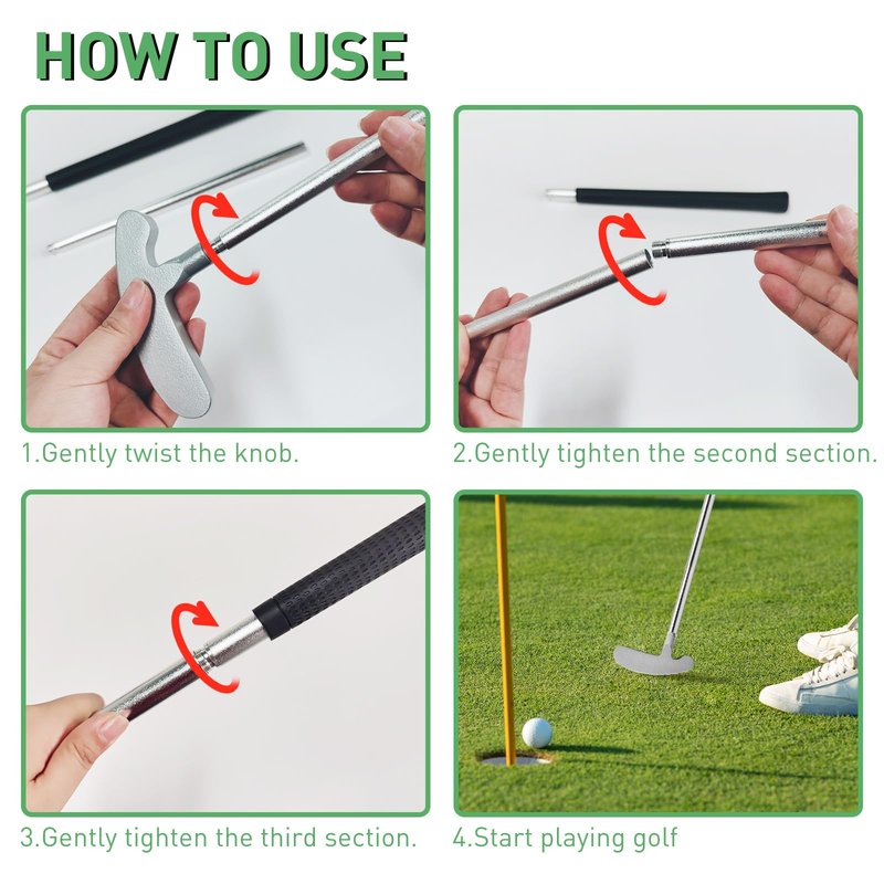 QPPKII Golf Putter - 33" Two-Way Putter for Left/Right Hand, with Practice Balls, Golf Combo Set for Men's Women's Kids, Indoor Outdoor Use