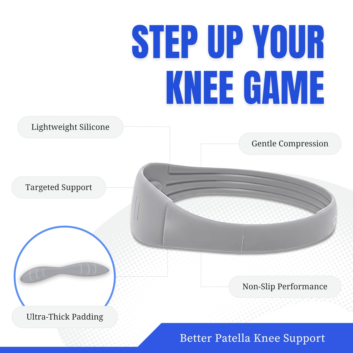 COOLSET Patella Band Knee Strap - 2 Pack Patellar Tendon Support Strap for Knee Pain Relief - Non-Slip Knee Brace for Jumper’s Knee, Tendonitis, Basketball, Running - Men, Women, Youth w/ Travel Bag (Gray)