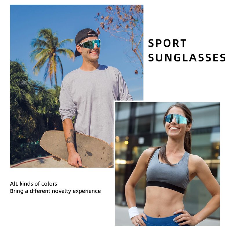 VOZAPOW Sports Sunglasses for Men Women, Polarized Cycling Glasses Baseball Sunglasses UV Protection for Running MTB Softball