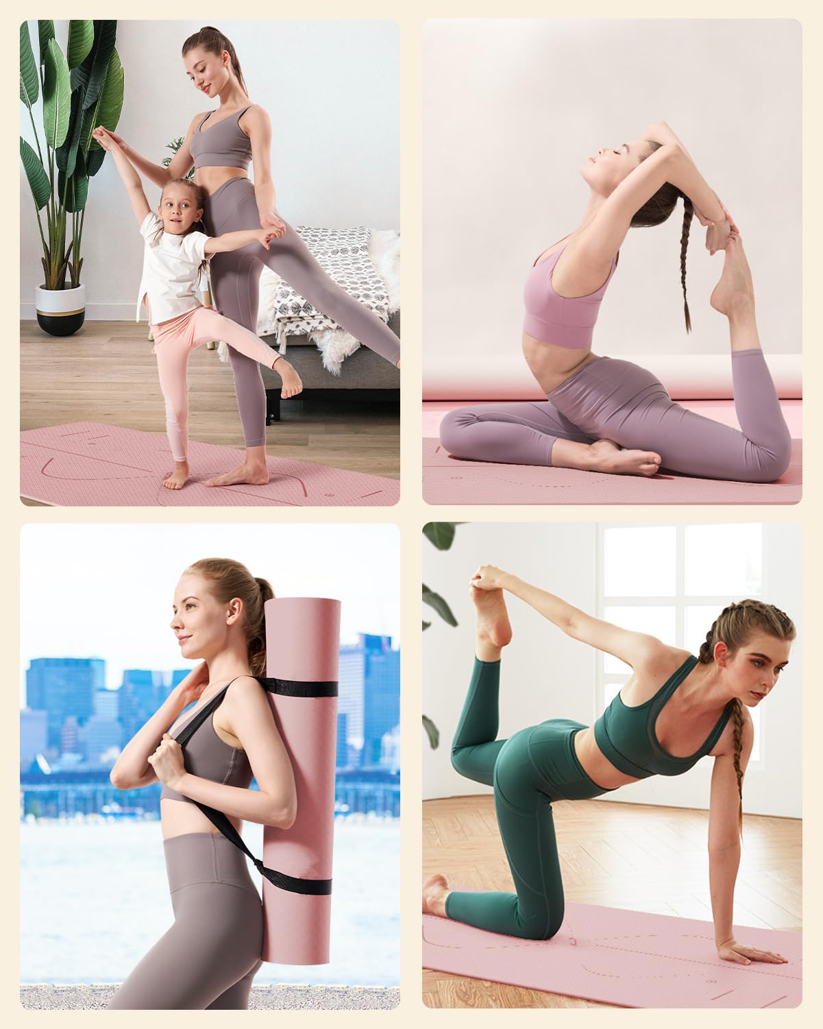 YOTTOY Yoga Mat, 72"x 32"x1/3" Extra Wide Non-Slip Exercise Fitness Yoga Mats,Eco-Friendly TPE Exercise Mats for Women Men Home Workout with Strap Bag (Coral, 72x32x1/3)