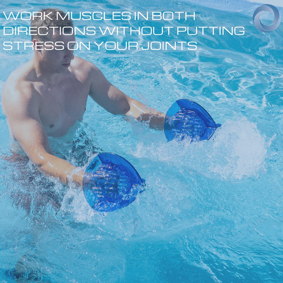 AquaLogix Total Body Pool Weights for Water Exercise Bundle, Polycarbonate Upper Body Bells & Padded Lower Body Fins, Aqua Therapy, Pool Exercise, Water Aerobics, Color Indicate Resistance Level