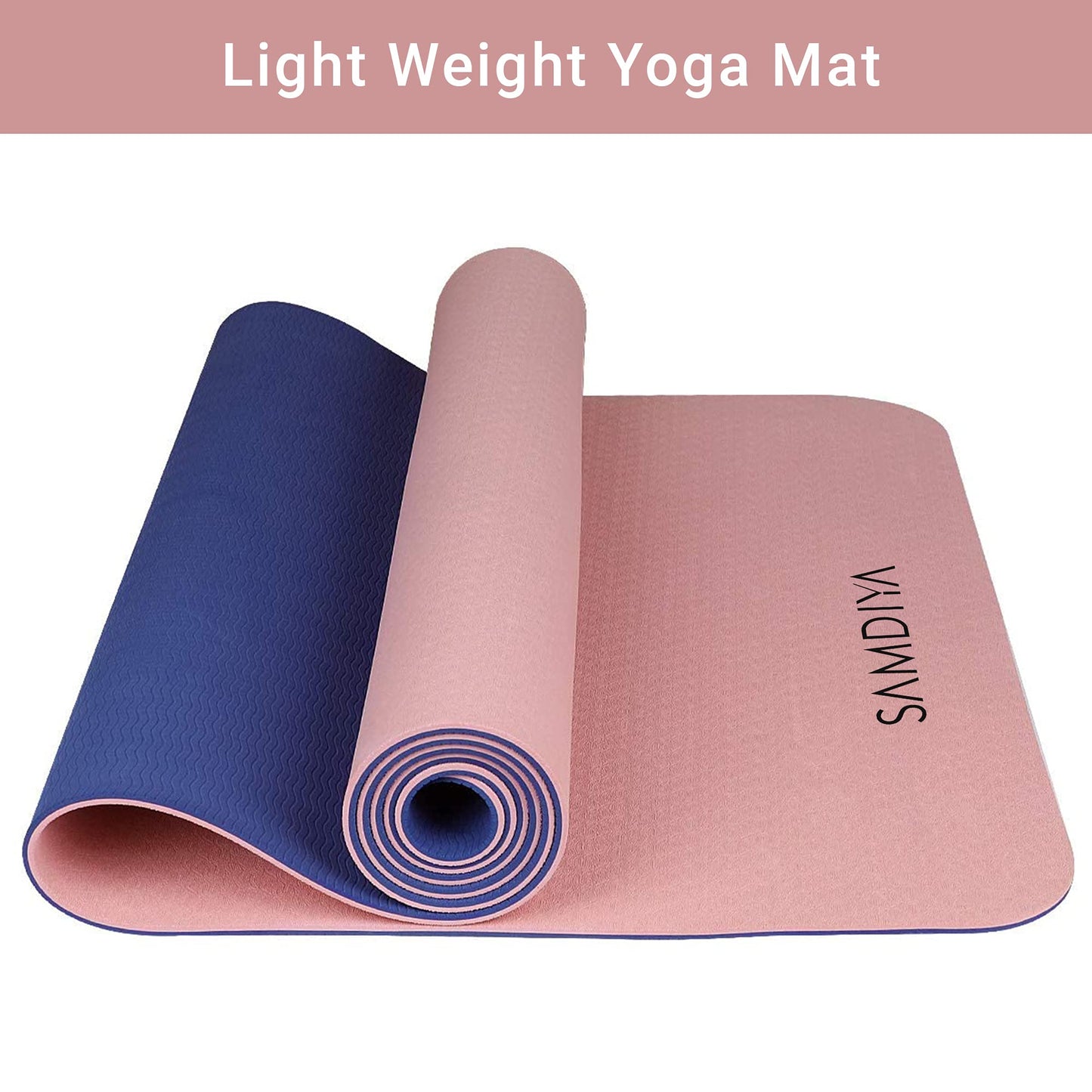 Samdiya Yoga Mat - TPE Classic 1/4 Inch Thick Pro Yoga Mat Eco Friendly Non Slip Fitness Exercise Mat with Carrying Strap-Workout Mat for Yoga, Pilates and Floor Exercises (Magenta-Pink)