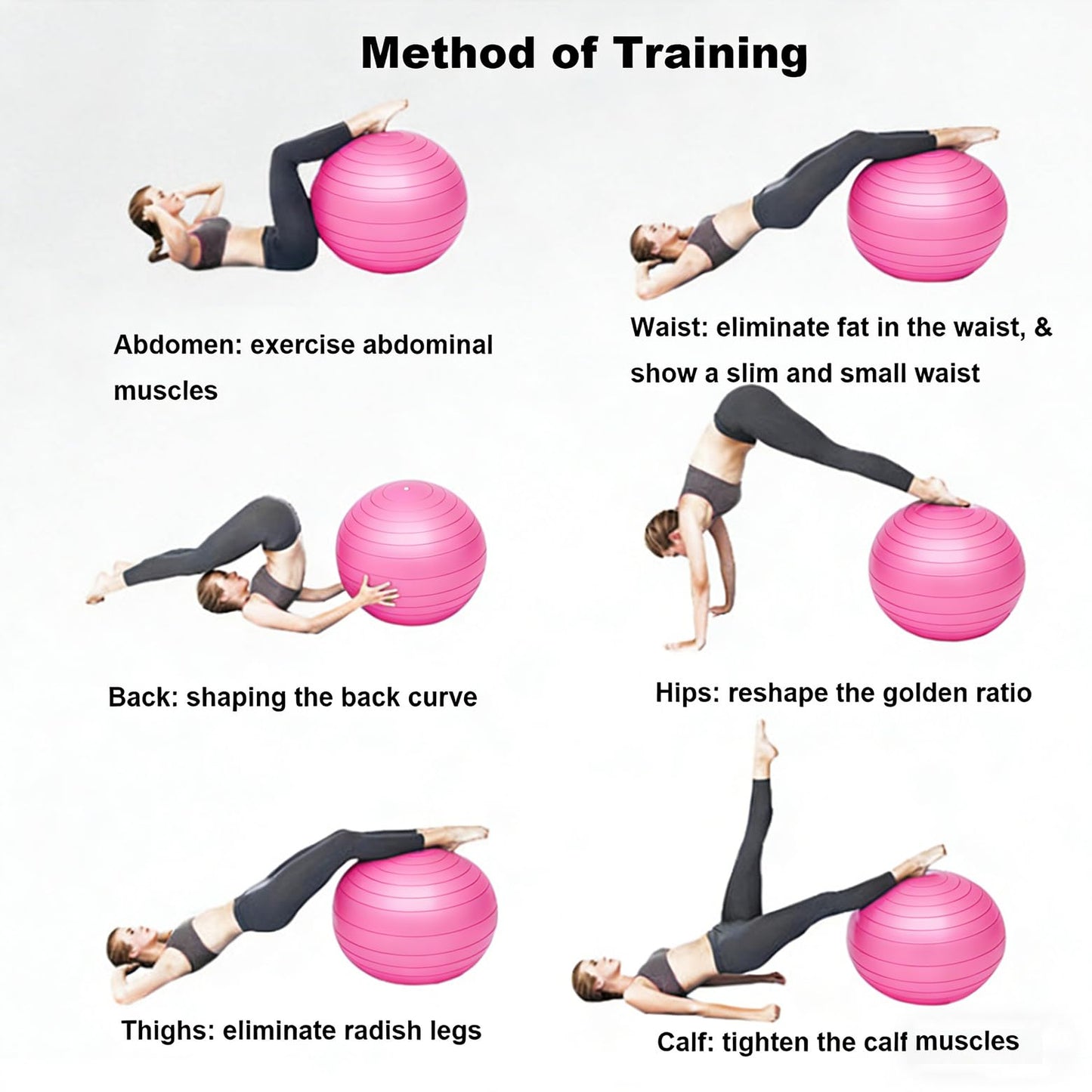 Yoga Exercise Ball, Balance Pregnancy Ball(25in /65cm) with Pump, Explosion-Proof Heavy Duty Swiss Balls for Fitness, Body Balance, and Physical Therapy, Posture Training/Pink