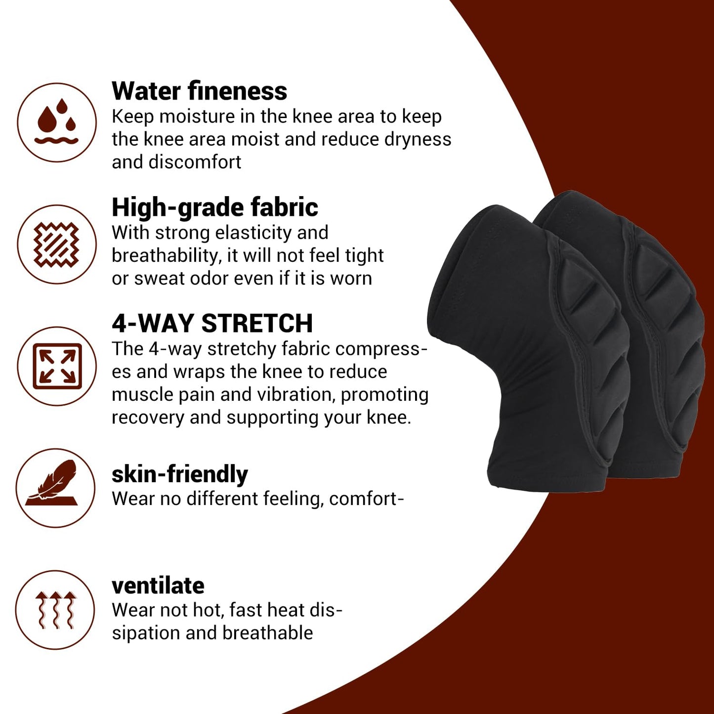 PISIQI Knee Pads Compression Leg Sleeve Knee Brace Sleeve Thickening Anti-Collision Sponge Thick EVA Foam Padding for Basketball, Football & Volleyball Hiking Wrestling Protector Gear (Black, X-Large)