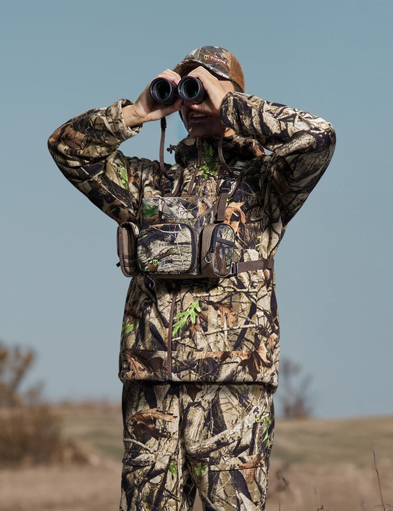 TIDEWE Binocular Harness Chest Pack - Lightweight & Waterproof with MOLLE System | Next Camo G2, 2 Detachable Pouches