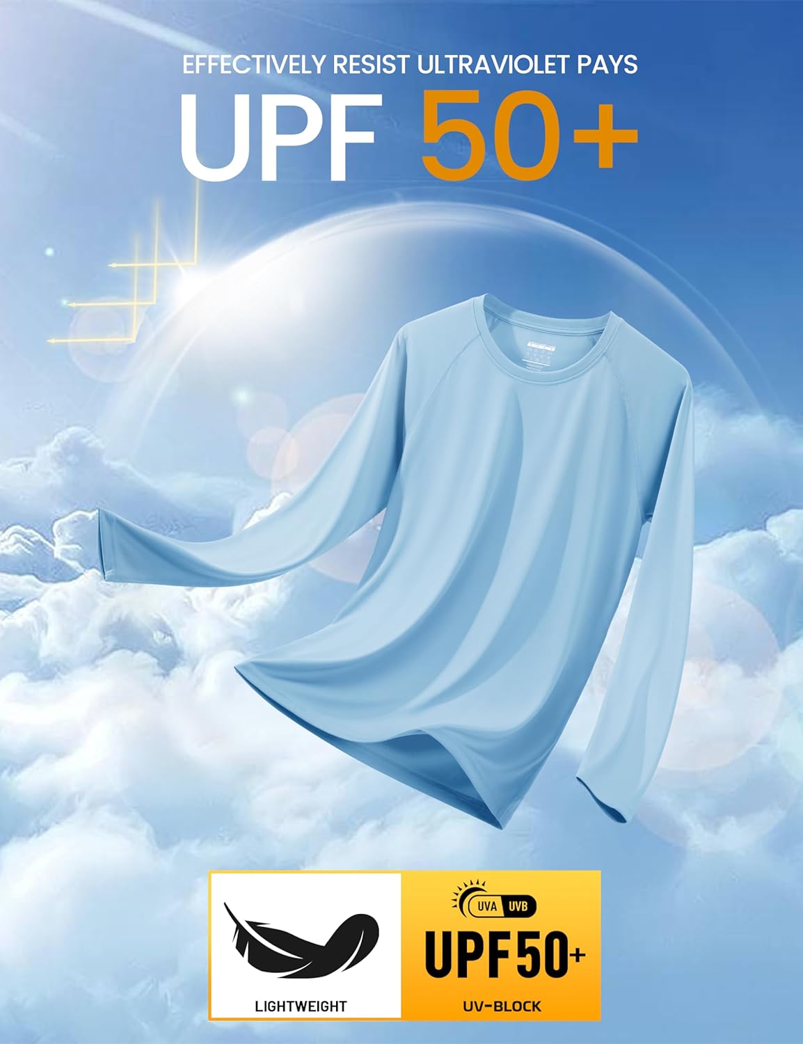 Men's Long Sleeve Athletic Shirts - UPF 50+ UV Sun Protection | Ideal for Hiking, Running & Workouts