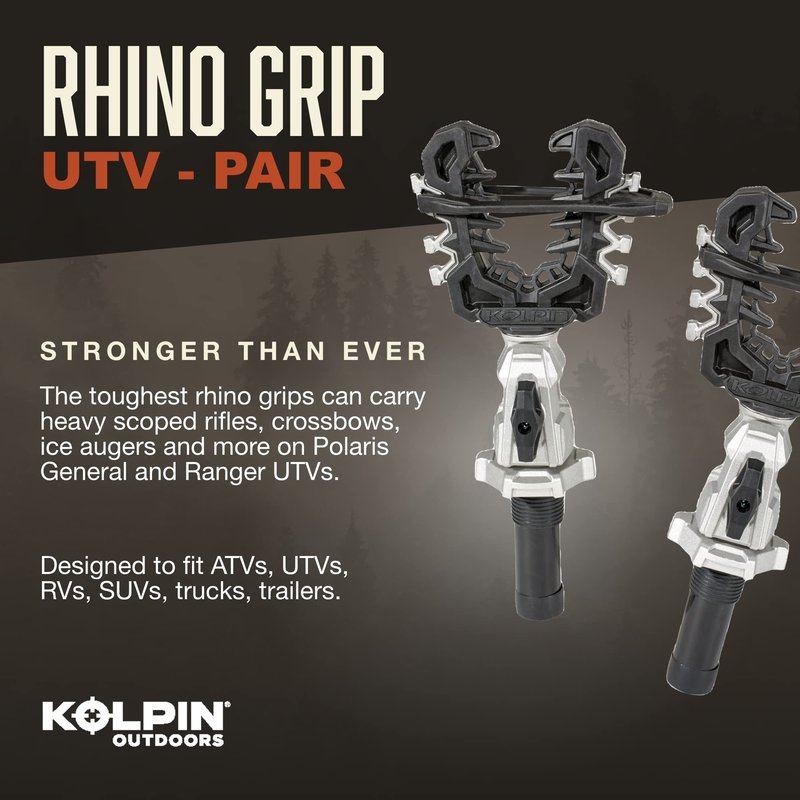 Rhino Grip® Pro - Polaris UTV, Pair - Heavy Duty Carriers for Shovels, Guns, Bows, Augers, etc. - Use on Polaris Ranger, General, Xpedition, Pro XD