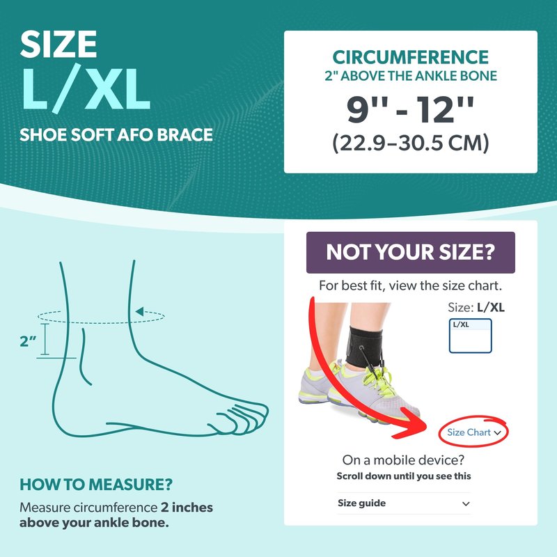 BraceAbility AFO Foot Drop Brace - Adjustable Soft Ankle Foot Orthosis Drop Foot Brace for Men and Women, Walking with Shoes, Toe Lifter Support, Dorsiflexion Assist Brace Fits Left or Right (L/XL)