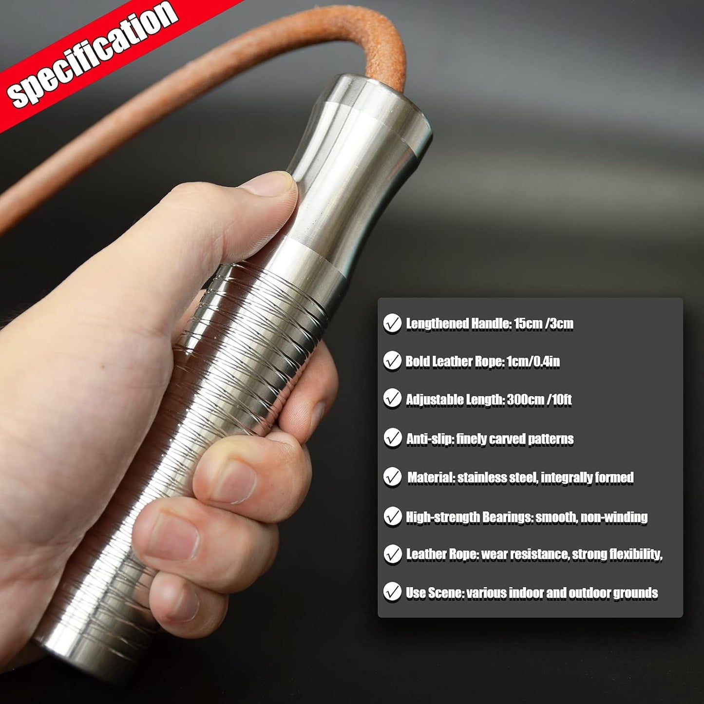 Weighted Jump Rope - Heavy Jumping Rope for Fitness & Endurance Training | Adjustable, Stainless Steel Handles