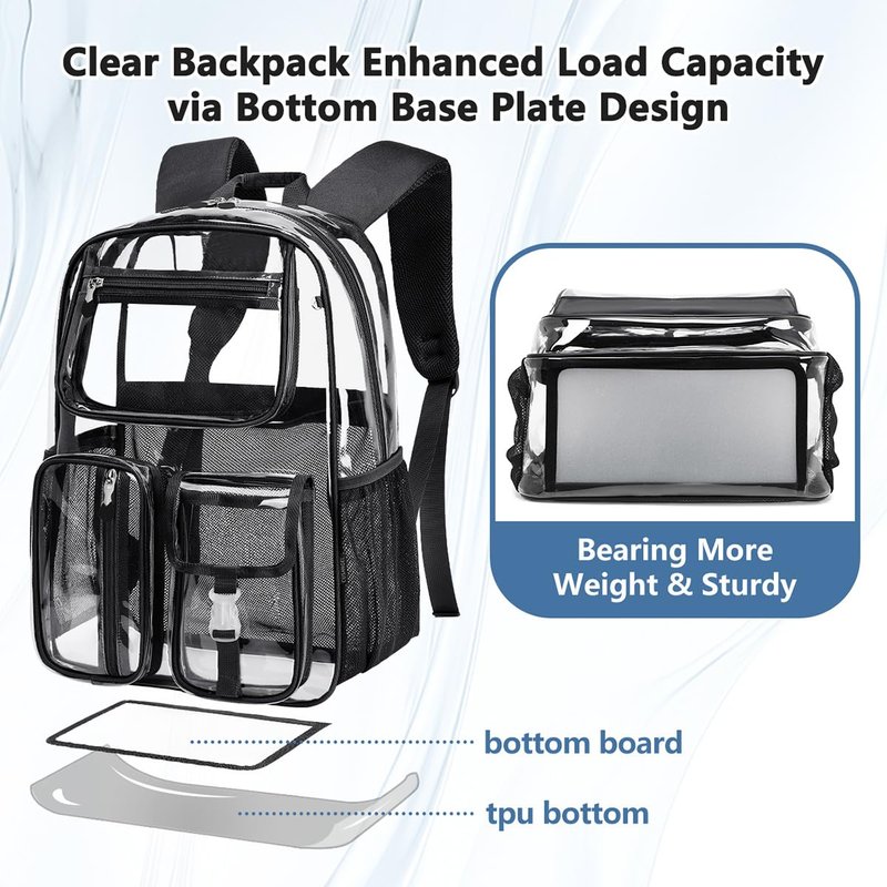 Cusangel Heavy Duty Clear Backpack for School,TPU Large 16X11X5 in Kids bookbag See Through Transparent Bookbag for Sport Event,Stadium Events&Work Backpacks(Grey-16in)