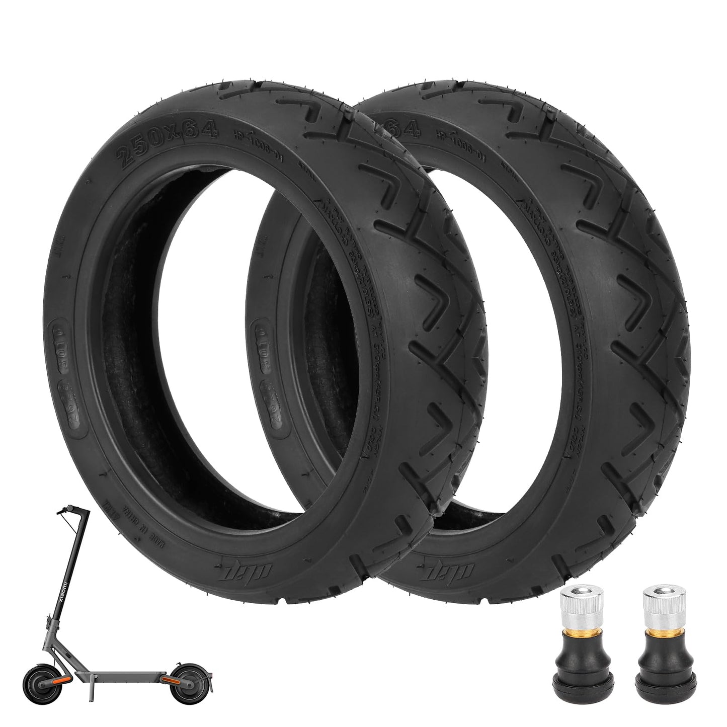 LUCK4U 250x64 Tubeless Tire for 4 Ultra NAVEE S65C Electric Scooter Thicker Vacuum Tires Non-Slip Spare Wheels for Scooter (2 PCS)