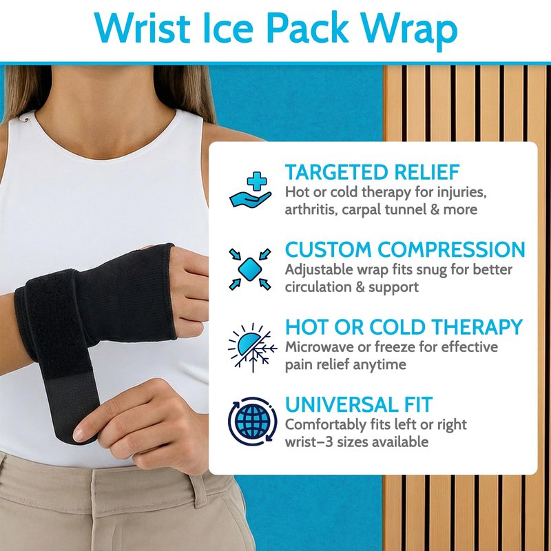 Arctic Flex Wrist & Thumb Ice Pack Wrap - Extra Strength Hot & Cold Therapy - Reusable Hand Freeze Sleeve - for Arthritis, Carpal Tunnel, Surgery, & Pain Relief (Fits Left & Right)