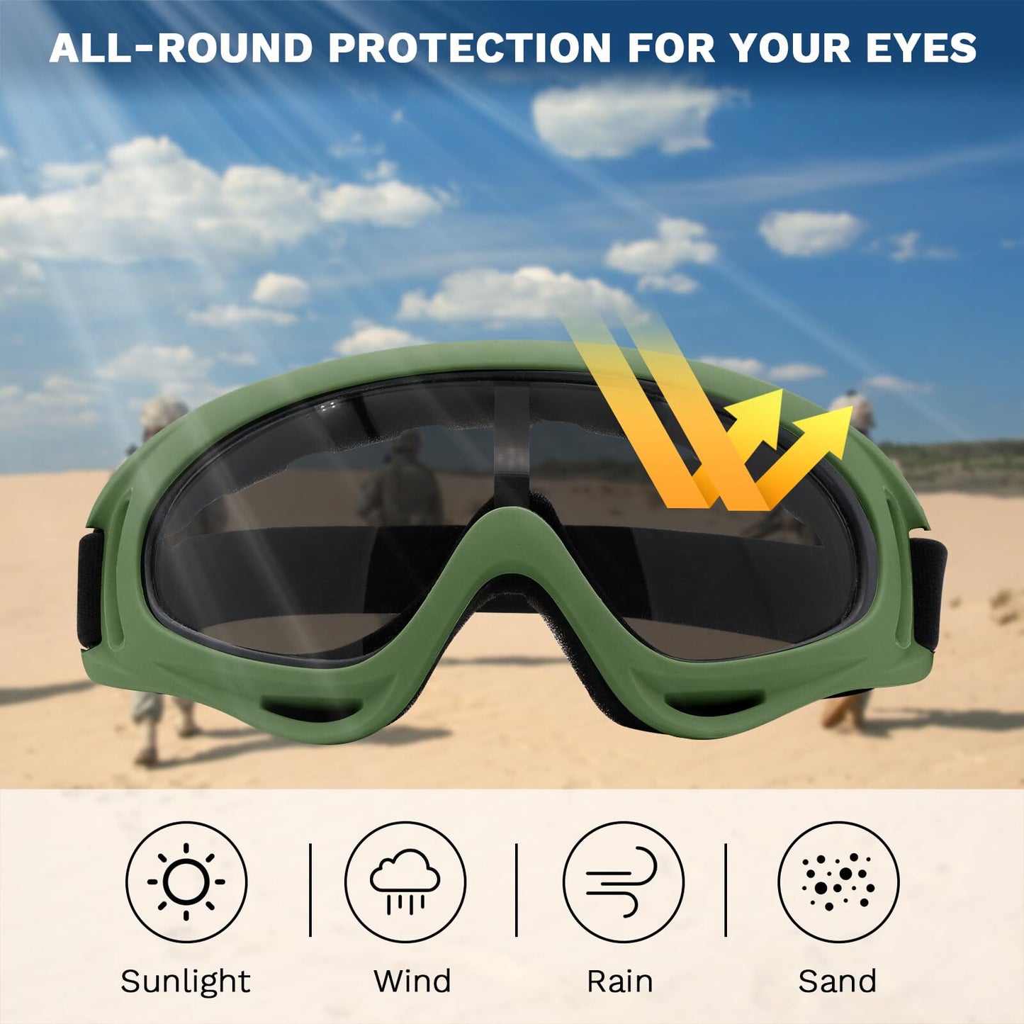 Yzpacc Airsoft Mask with Goggles, Foldable Half Face Airsoft Mesh Mask with Ear Protection for Paintball Shooting Cosplay CS Game