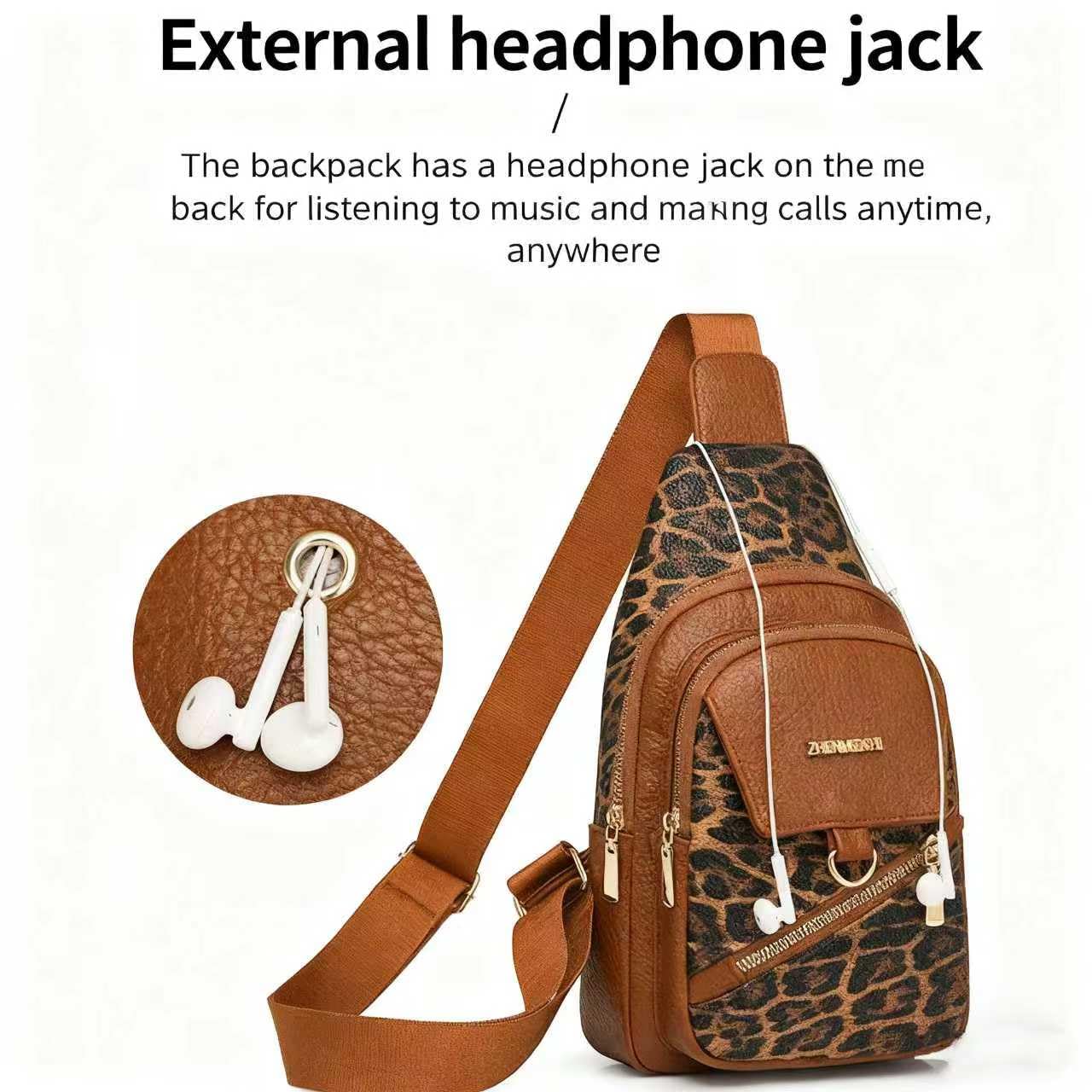 Sling Bag for Women, Leopard Print Crossbody Bag for Women Travel - Water-Repellent PU Leather-Inspired Fanny Pack with Multi-Pockets, Adjustable Strap, Ideal for Commute/Daily/Sports, /Holiday Gifts