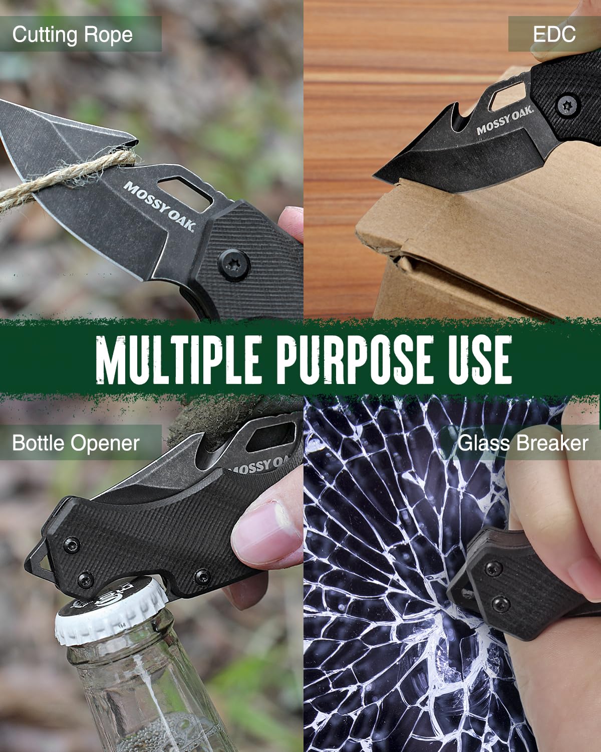 Mossy Oak Mini Folding Pocket Knife with G10 Handle, Black