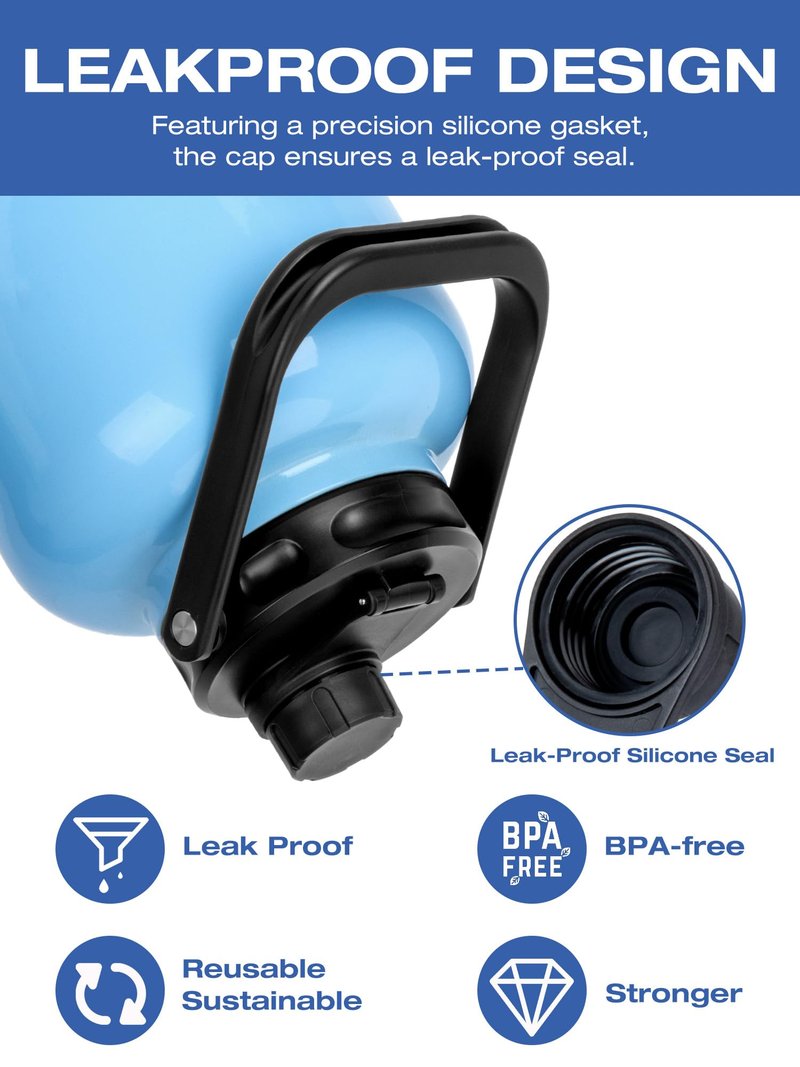 SUNMON Replacement Lid for RTIC Water Bottle - Steel Handle RTIC Lid Compatible with 1 Gallon (128oz) & 0.5 Gallon (64oz), BPA-Free Leakproof Jug Cover