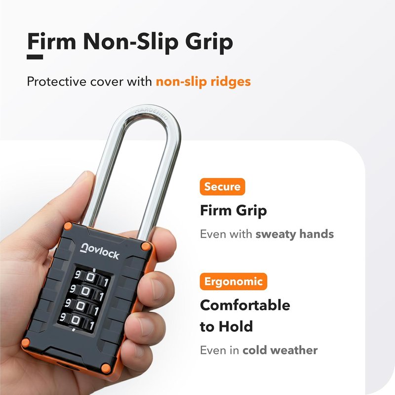 Combination Locks - 4-Digit Padlocks for Gym Lockers, Toolboxes & Gates | 2-Pack, Black/Orange - 2.76 in Long Shackle