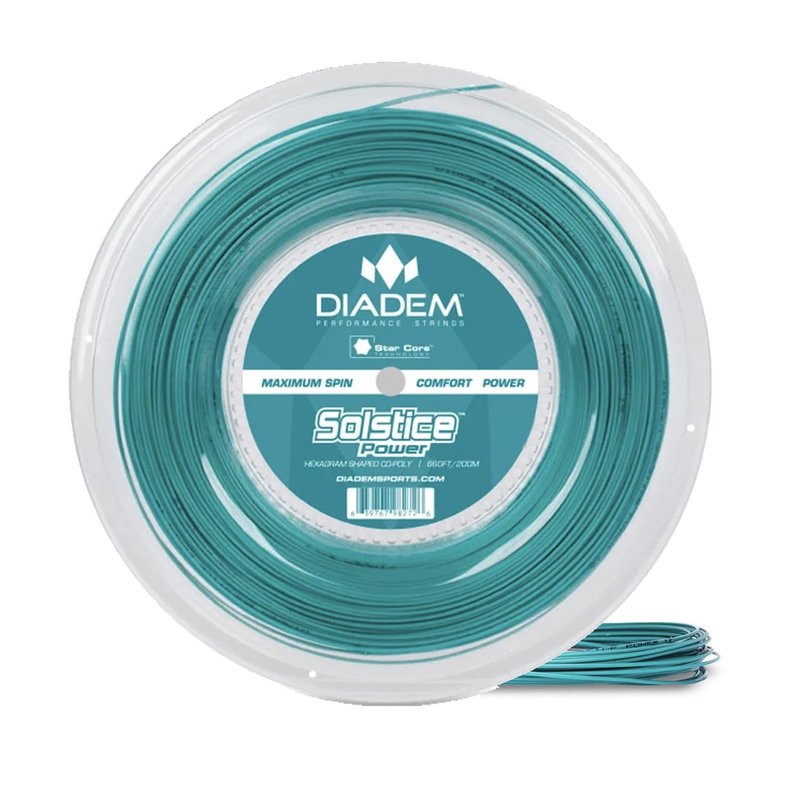 Diadem Solstice Power Tennis String Reel | Star Shaped for High Spin Co-Poly (17, 1.20mm) Teal String Reel (200m/660ft)