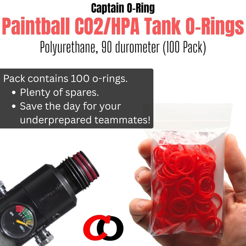CO2 & HPA Tank O-Rings - Durable 90 Durometer Polyurethane | Red Replacement Urethane Orings