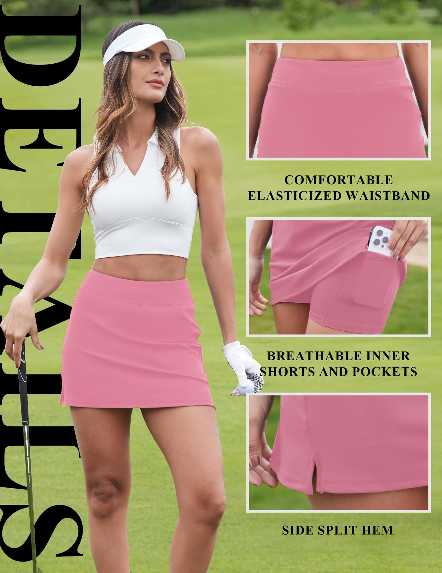 DLOODA Womens Skort Tennis Skirt with Pocket Shorts Mini Golf Skirts High Waisted Athletic Skorts Summer Workout