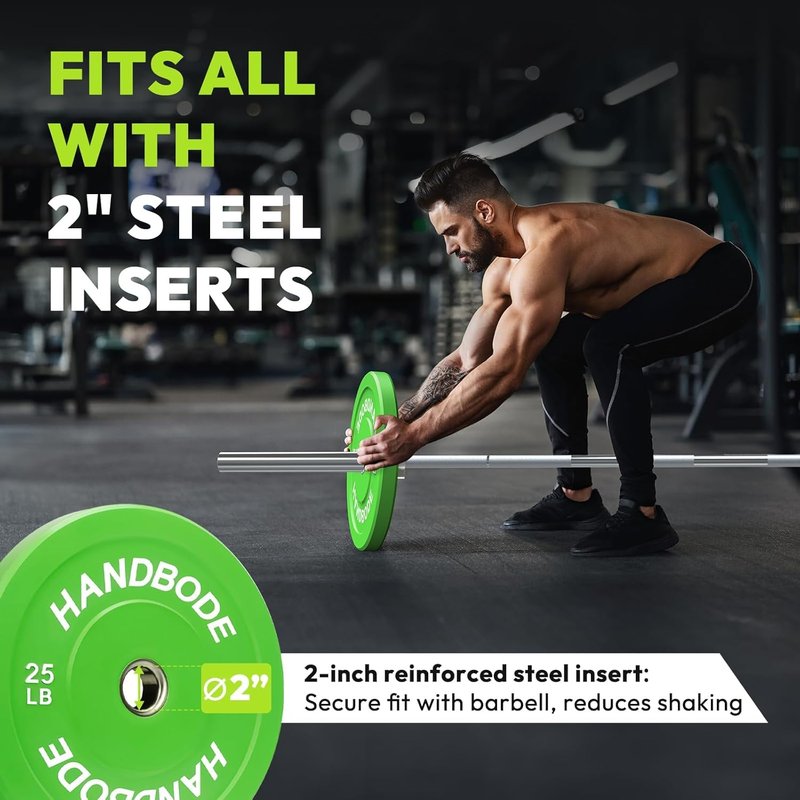 2-Inch Olympic Bumper Weight Plates Set - High Bounce Rubber Plates for Home Gym | 45-300lb Options