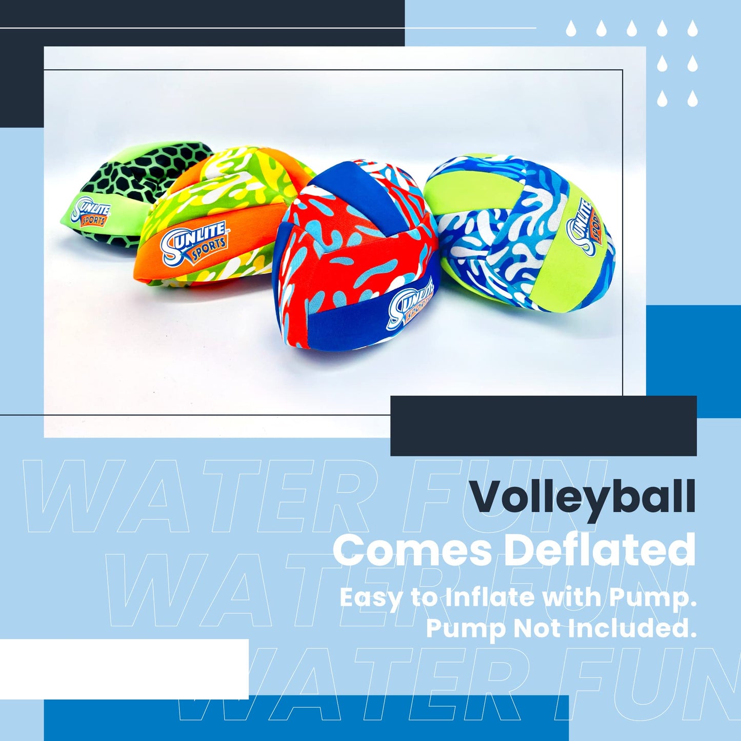 Sunlite Sports Water Volleyball for Pool and Water Play, Soft Neoprene Cushion, Outdoor and Indoor, for All Ages (Green/Yellow)