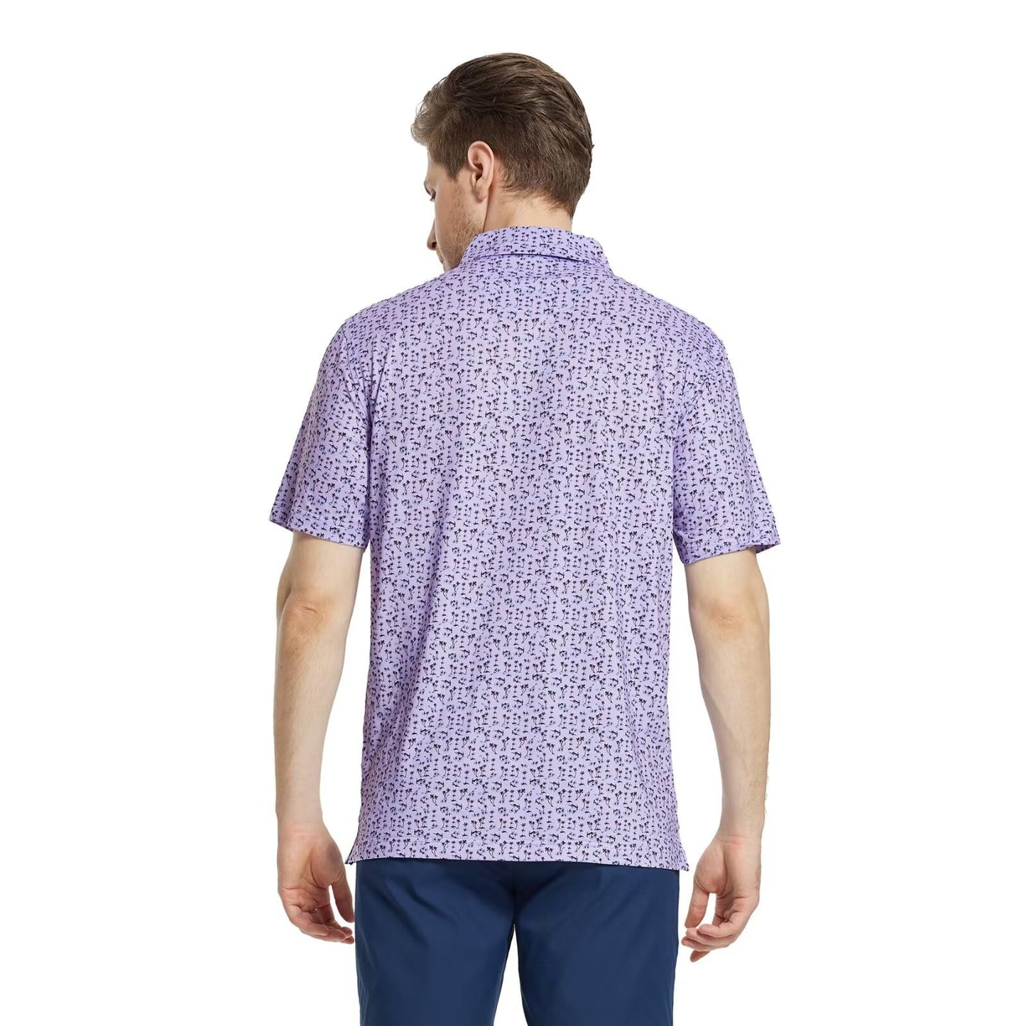 M MAELREG Mens Golf Shirt Short Sleeve Dry Fit Print Moisture Wicking Performance Patterns Collared Polo Shirt