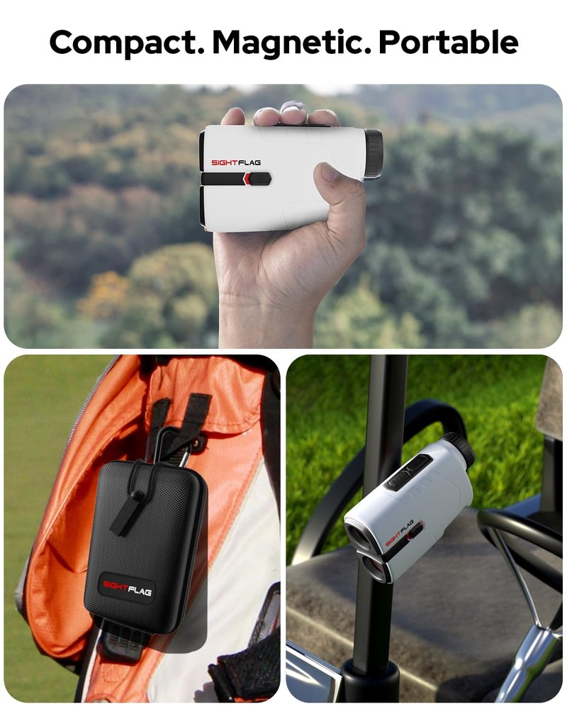 Golf Rangefinder with Slope, 1300 Yards & 7.5X Magnification Range Finder for Golf & Hunting, External Slope Switch, Tournament Legal, Rechargeable Battery, Magnetic, SIGHTFLAG Golf Accessories