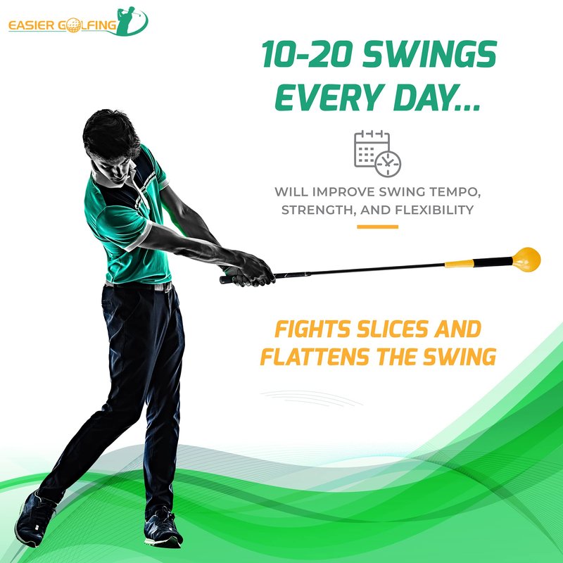 Delara Goods PowerFlex Golf Swing Trainer - Golf Whip Weighted Swing Aid Improves Distance, Speed & Consistency, Golf Training Stick, Warm Up Swing Stick for Tempo and Swing Plane